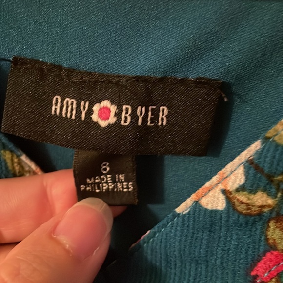 AMY BYER UGC Girls Size 8 Blue Floral High Low Dress - Picture 7 of 11